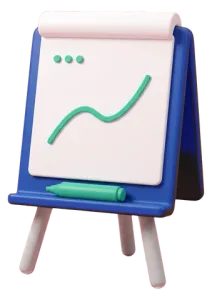 Un paperboard avec une courbe verte qui monte