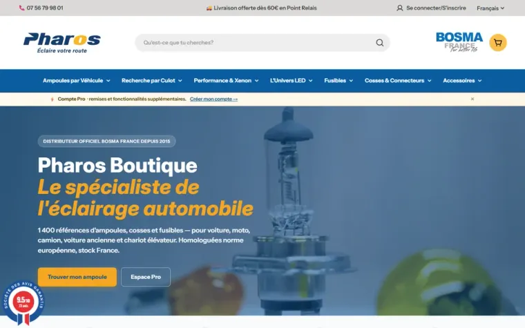 Boutique en ligne Pharos sur ordinateur